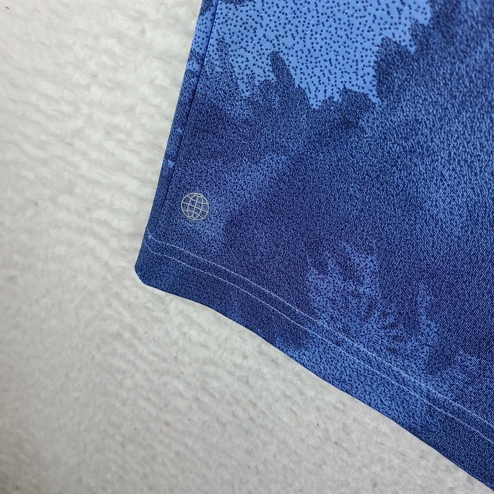 Adidas Polo Shirt Mens XL Blue Floral Breathable Performance Golf Short Sleeve